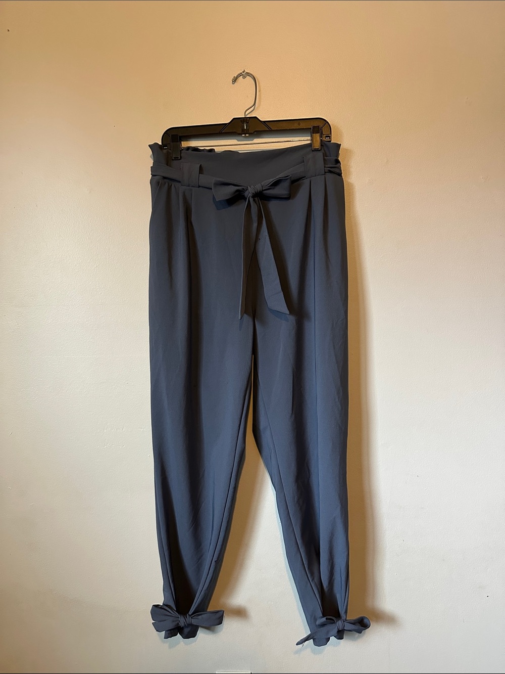 Grace Karen Pastel Blue Tie-Waist Trousers Size 2XL Business Office Quiet Luxury